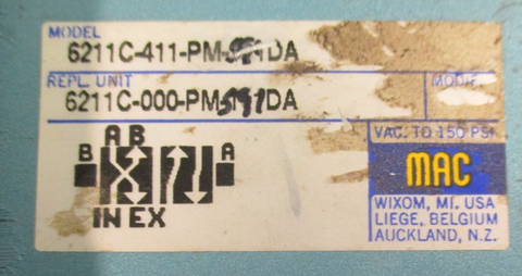 Mac Valves Inc 6211C-411-PM-111DA Solenoid Valve 50/60Hz 110/120VAC 4-Way