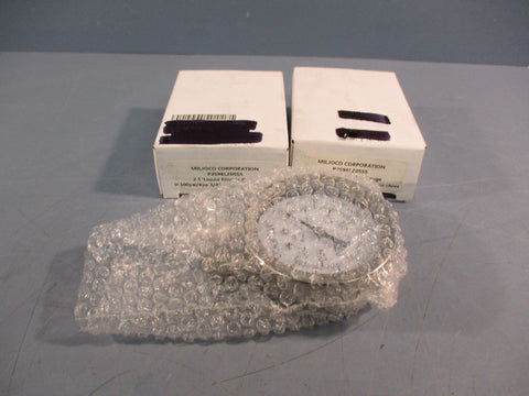 Lot of (2) Miljoco 2.5" Liquid Fillable Gauge P2598LZ05SS 0100psi/kpa 1/4NPT LM