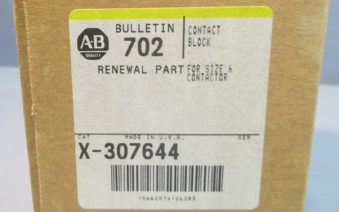 Allen Bradley X-307644 Contact Block For Size 6 Contactor Bulletin 702