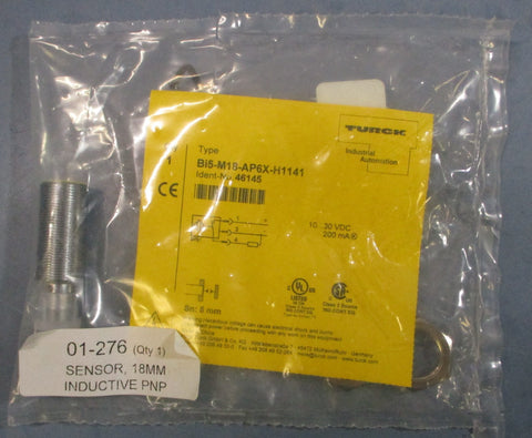 Turck Bi5M18AP6XH1141 Proximity Sensor 1030VDC 200mA Sn: 5mm ID No: 46145