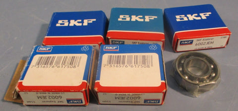 SKF 6002JEM Radial Deep Groove Ball Bearing 32mm OD 15mm ID 9mm W (Lot of 5)
