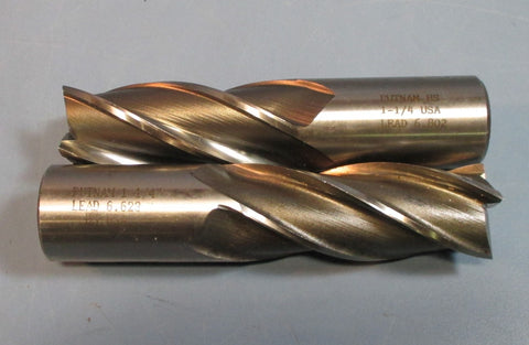 Lot of 2 Putnam 11/4" HS 4 Flute 3" LOC Lead 6.802 & 6.623 End Mills