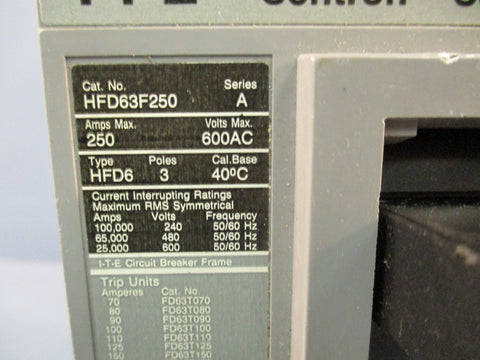 Siemens I-T-E Sentron Series HFD63F250 Circuit Breaker 250A Frame 3P 600V Ser A