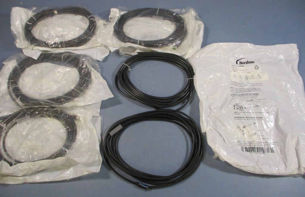 (Lot of 7) Nordson 1100687 3-Wire Solenoid Cable, M8, 5 Meters Long, 24VDC