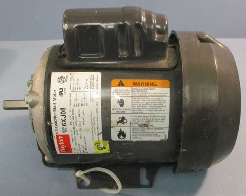 Dayton 6XJ08 Capacitor Start Motor 1/4 HP 1725 RPM 1 PH 1/2" Shaft Dia
