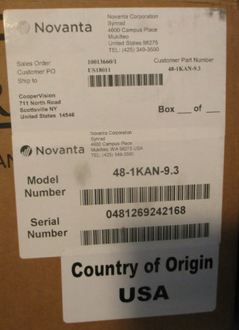 Novanta Synrad 48-1KAN-9.3 Carbon Dioxide Laser 48 Series 30W Max