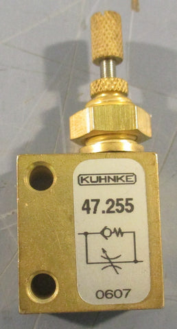 Kuhnke 47.255 One-Way Flow Restrictor 0432 Brass Opens At 7 PSI Lot of 3