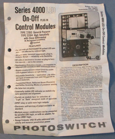 Allen Bradley 22DJ4-4000 Ser B Photoswitch, On-Off Control Module 120VAC 24VDC