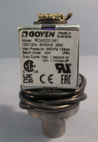 GOYEN RCA3D0341 SOLENOID VALVE 100/120V 50/60HZ 22W 860KPa 125psi IP64
