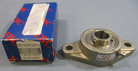 EBC SUCSFL20412 2Bolt Flange Bearing 3/4" Bore Set Screw Lock SUCSFL 204 12