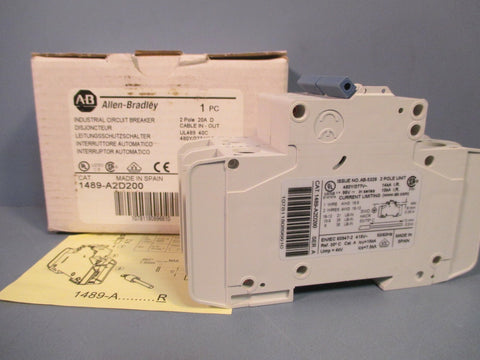 ALLENBRADLEY INDUSTRIAL CIRCUIT BREAKER 20A SER. A 1489A2D200