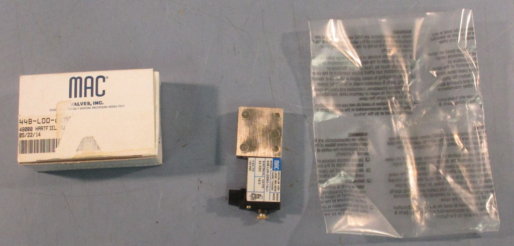 Mac 44B-L00-GEM0-1KJ Solenoid Valve 24 VDC 16 WATTS Vac to120 PSI