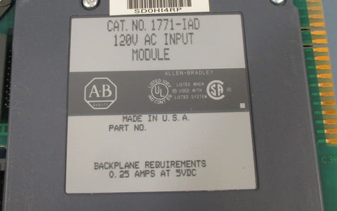 Allen Bradley 1771-IAD 120V AC Input Module with Terminal Strip Lot of 3
