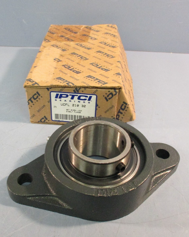 IPTCI Bearing 2-Bolt 2" Pillow Block Flange Bearing UCFL210-32, Set Screw Lock