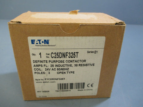 Eaton Definite Purpose Contactor 25A 24Vac 3 Pole Open Type C25DNF325T