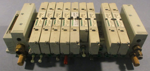 Numatics 12 Slot Valve Manifold Block 2391180 w/ 051BB400M000061 Solenoid Valve
