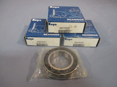 Lot of (3) KOYO Deep Groove Ball Bearings 60072RSC3