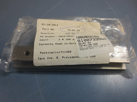 Igus Inc TS-01-25 Linear Guide Rail 160mm Long Aluminum TS0125 New!!!
