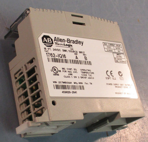 Allen Bradley MicroLogix 1762-IQ16 Sink/Source Input Module 16 Point 24VDC Ser A
