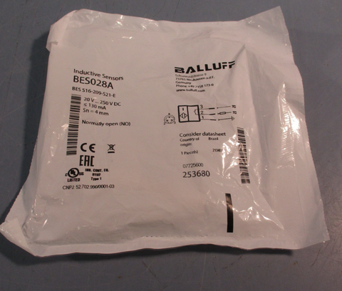 BALLUFF BES-516-209-S21-E PROXIMITY SENSOR 4MM BES028A 20V-250VDC Normally Open