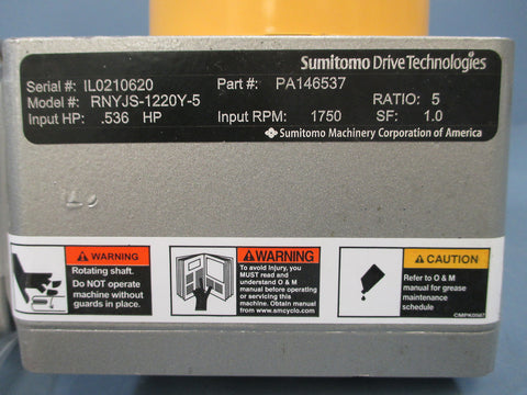 Sumitomo Drive Tech. Gearbox RNYJS-1220Y-5, .536 HP RPM 1750