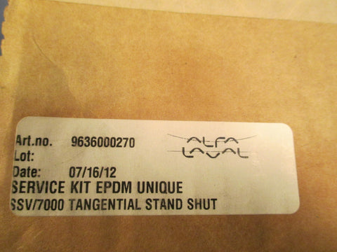 Alfa Laval Service Kit EPDM Unique SSV/7000 Tangential Stand Shut 9636000270
