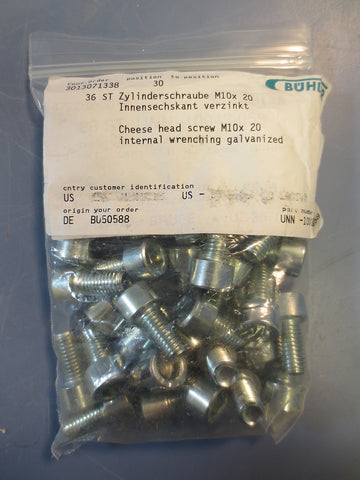 Lot of 36 Buhler UNN10043058 Cheese Head Screw M10x 20 Internal Wrenching New