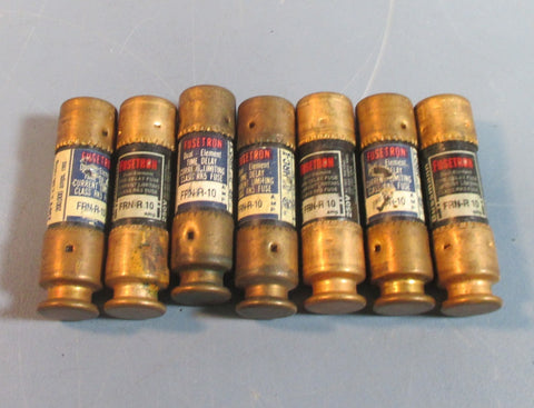 Lot of 7 Bussman Fusetron FRNR10 10Amp 250VAC Time Delay Fuses