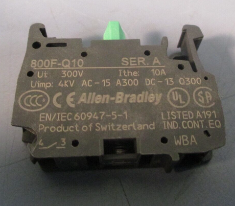 AllenBradley Contact Block, Normally Open 10A Ser. A 800FQ10