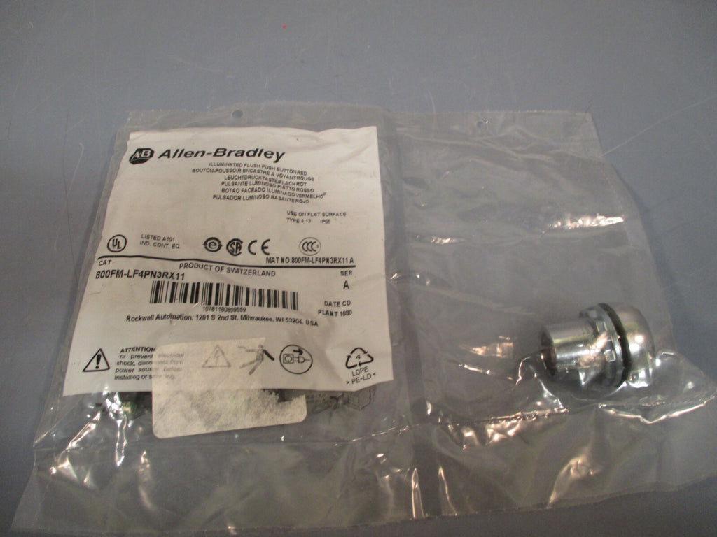 Allen-Bradley illuminated Flush Push Red Button Series A 800FM-LF4PN3RX11
