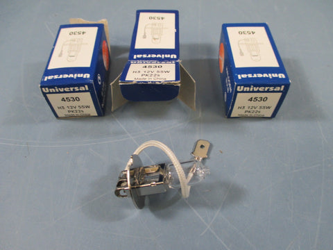 Universal 4530 12 Volts 55 Watt PK22s Halogen Lamp Lots of 3 New