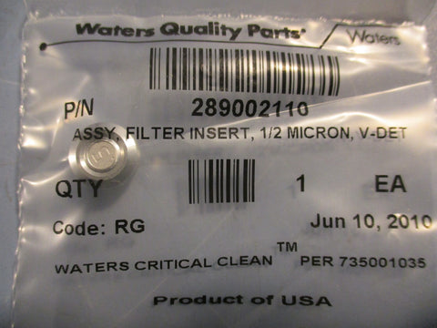 Waters 289002110 V-DET Filter Insert Assembly 1/2-Micron lot of 4