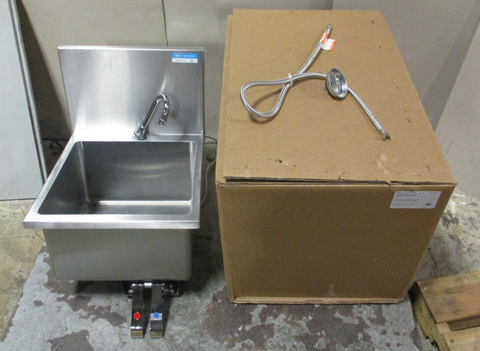SaniLav 504 Hands Free Stainless Steel Sink w/ Double Knee Pedal 16 x 16 x 10"