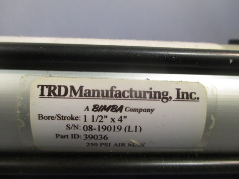 TRD Manufacturing/Bimba Rod Cylinder Bore/Stroke: 1 1/2"x4" 39036 08-19019