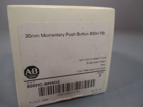 ALLEN BRADLEY 30MM MOMENTARY PUSH BUTTON 800H PB SERIES F 800HC-BR6D2