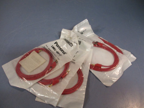 Lot of (5) Pomona Stackable Mini Banana Plug Patch Cord, Red Cable 1081-60-2