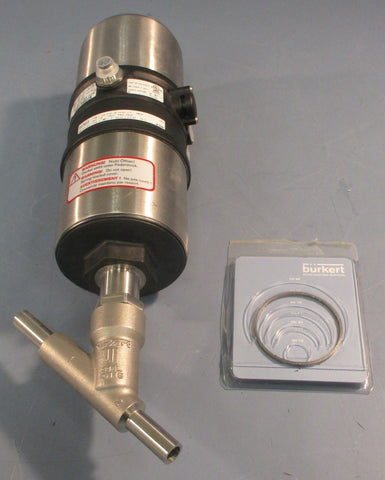 Burkert 8801 2100 I 15M PTFE Angle Seat Valve 2-Way 2-Pos 316 SS Body