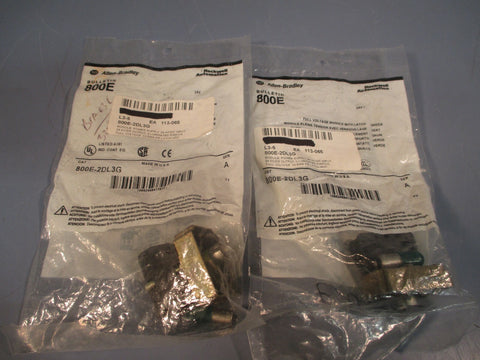 ALLEN BRADLEY FULL VOLTAGE MODULE w/ GREEN LIGHT LOT OF 2 SER A 800E-2DL3G