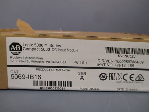 Allen-Bradley Logix 5000 Compact 5000 DC Input Module Ser. A 5069-IB16 SEALED