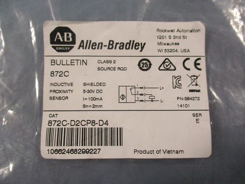 Allen-Bradley 872C-D2CP8-D4 Ser E Inductive Proximity Sensor 5-30VD Sn 2mm