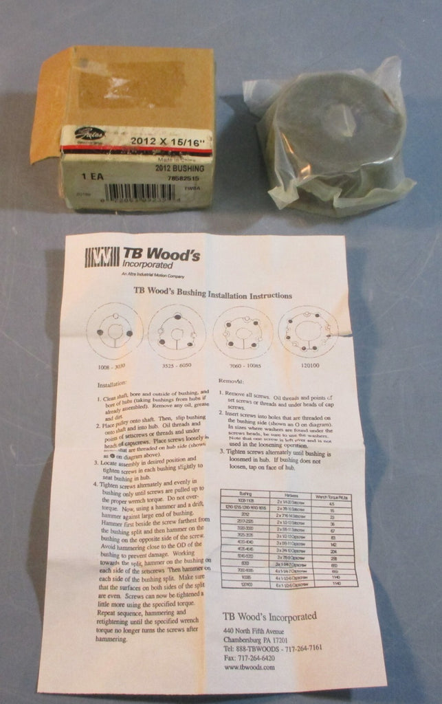 Gates 78582515 Taper Lock Bushing 2012 Series 15/16" Bore 11/4" W 23/4" OD