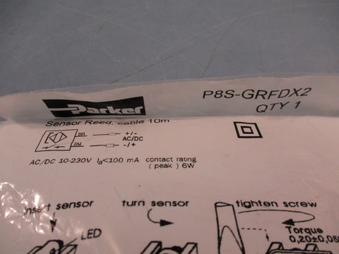 Parker Reed Sensor, Cable 10m P8S-GRFDX2 AC/DC 10-230V Proximity Sensor