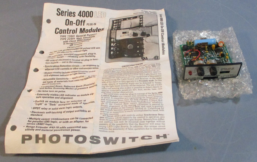 Allen Bradley 22DJ4-4000 Ser B Photoswitch, On-Off Control Module 120VAC 24VDC