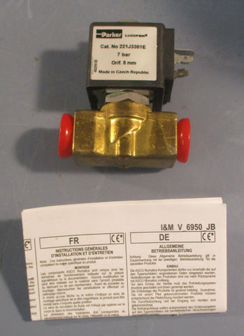 Parker 221J3301E Solenoid Valve 7 Bar 24V 3/8" Bore Brass Body