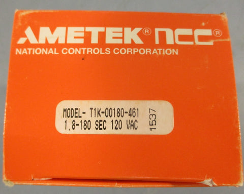 Ametek T1K-00180-461 Time Delay Relay 1.8-180 Seconds 120 VAC