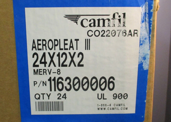 Box of 18 Camfil 24x12x2 Aeropleat III Merv 8 Pleated Air Filters 1163