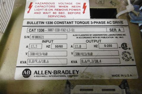 Allen Bradley Motor Drive Bulletin 1336 B007EODFA2L3S1 FOR PARTS