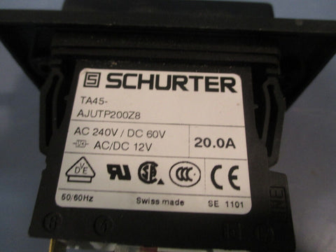 Schurter Pushbutton Circuit Breaker 240VAC 60VDC 12VAC/DC 20A TA45-AJUTP200Z8