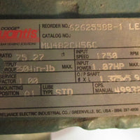 Dodge Quantis MW482CN56C Motor Gear Reducer 1.07 HP, 75.27:1 Ratio Used