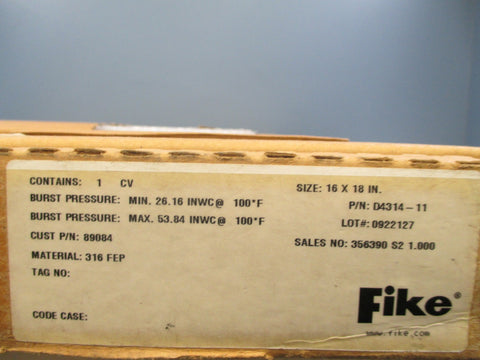 Fike CV Explosion Vent 316 FEP 16"X18" D431411